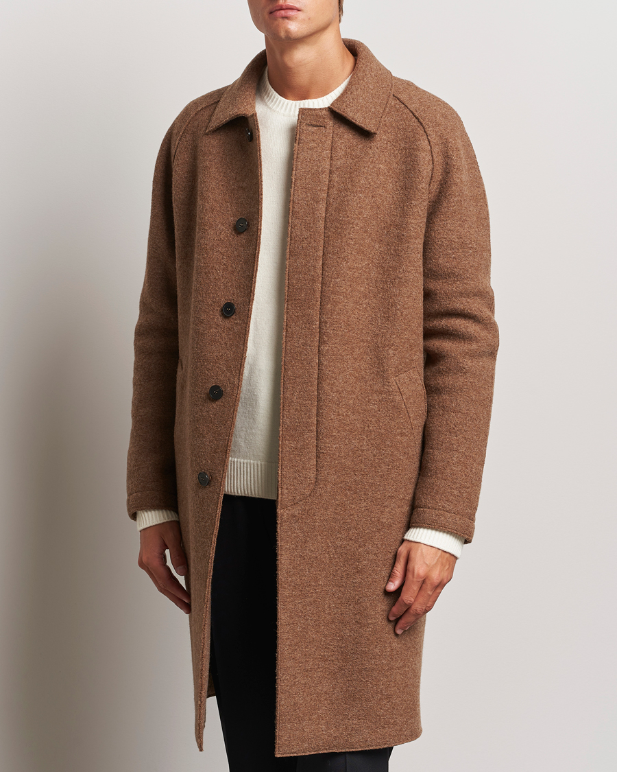 Mies | Business & Beyond - Casual | Harris Wharf London | Boiled Wool Raglan Coat Caramel Melange