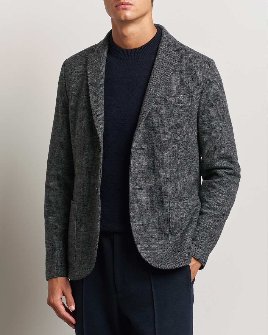 Mies | Business & Beyond - Casual | Harris Wharf London | Two Button Prince Of Wales Blazer Grey/Black