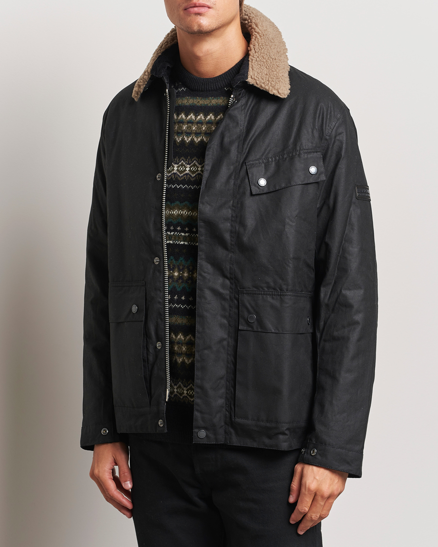 Mies |  | Barbour International | Coppice Wax Sherling Collar Jacket Black