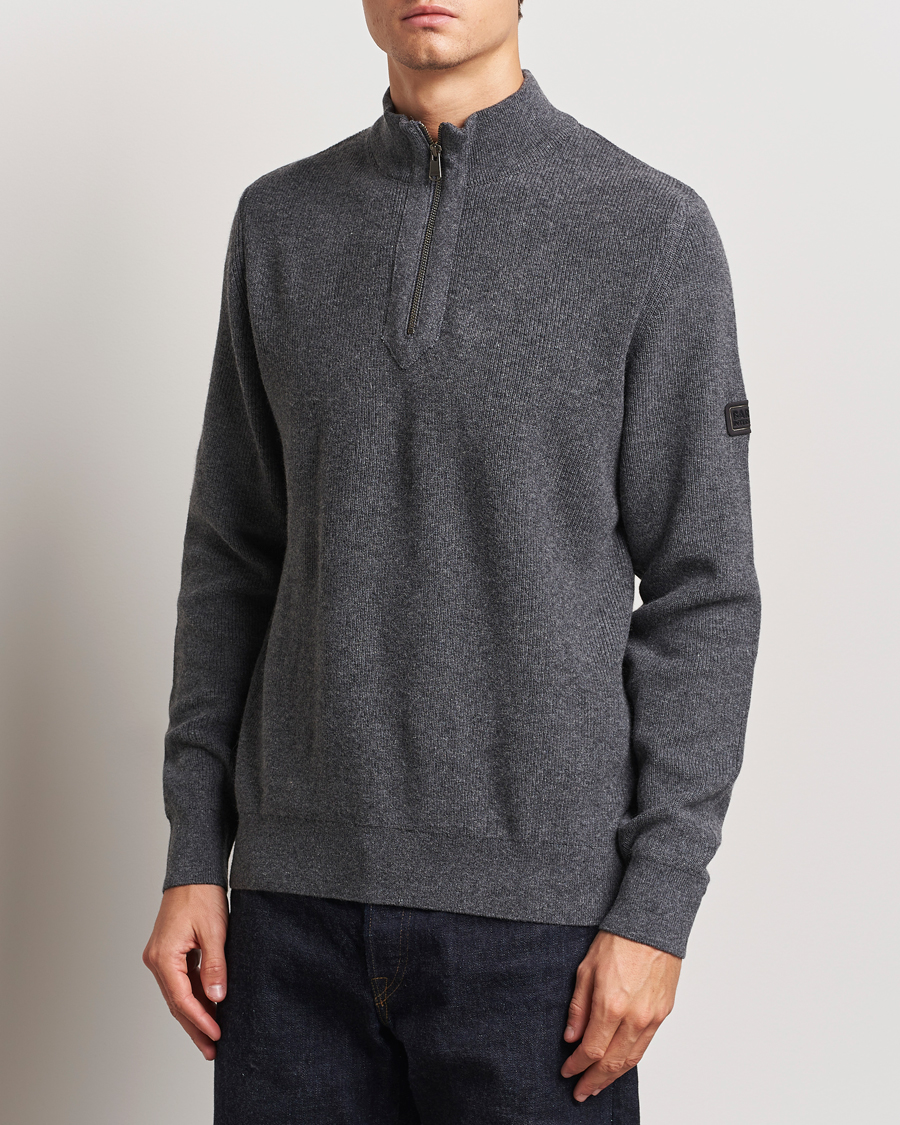 Mies |  | Barbour International | Crawley Wool/Cotton Half Zip Charcoal