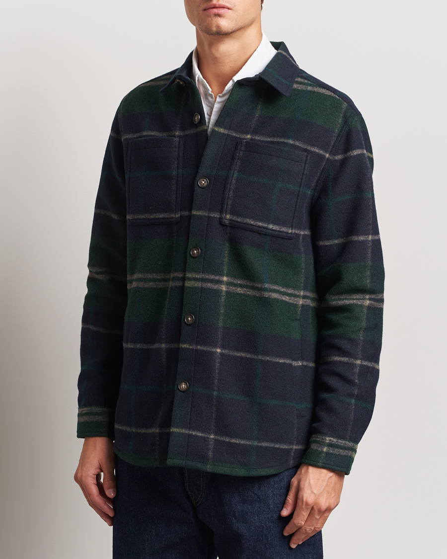 Mies |  | Barbour Lifestyle | Chapter Tailored Check Fleece Overshirt Green Loch