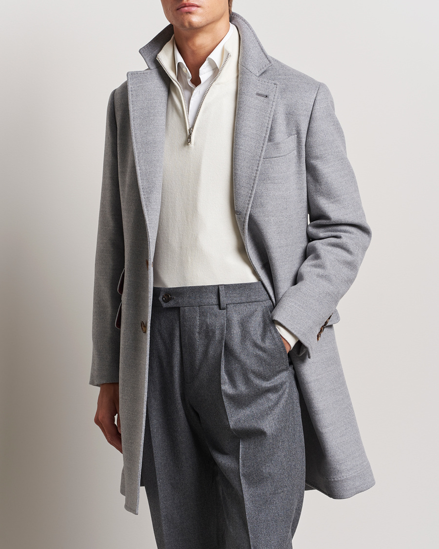 Mies |  | Brunello Cucinelli | Single Breasted Beaver Wool Coat Pearl Grey