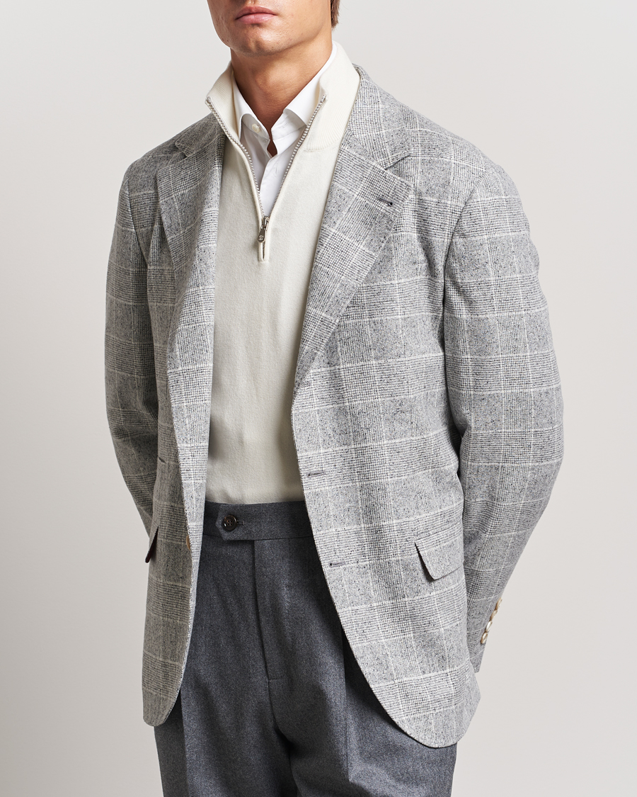 Mies |  | Brunello Cucinelli | Single Breasted Check Blazer Pearl Grey