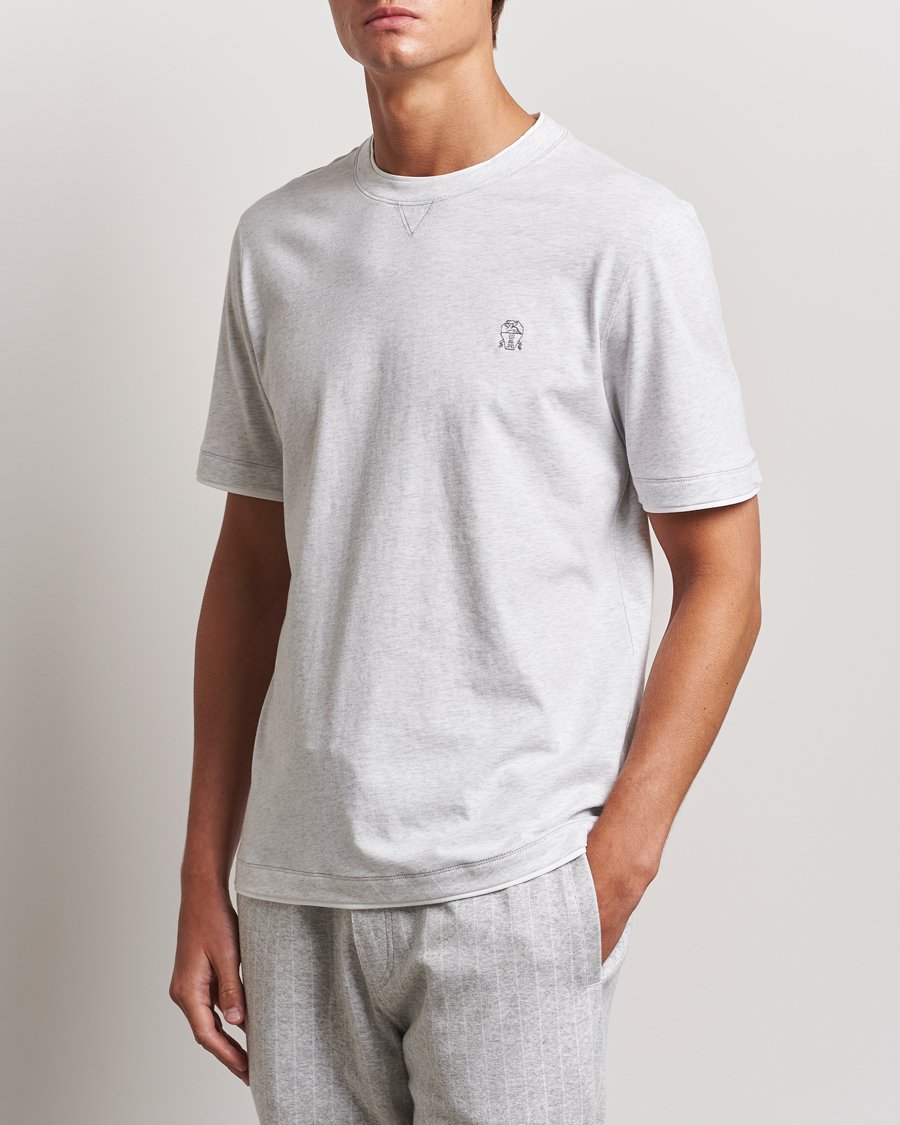 Mies |  | Brunello Cucinelli | Short Sleeve Logo T-Shirt Light Grey