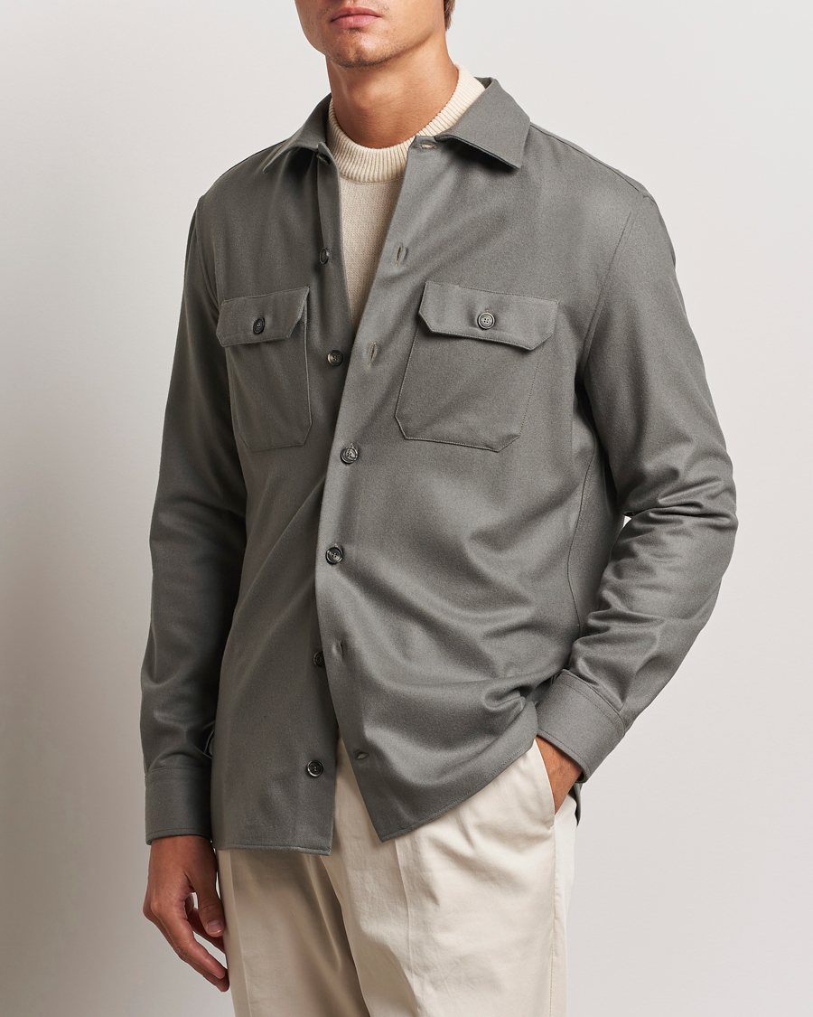 Mies |  | Brunello Cucinelli | Double Pocket Overshirt Olive