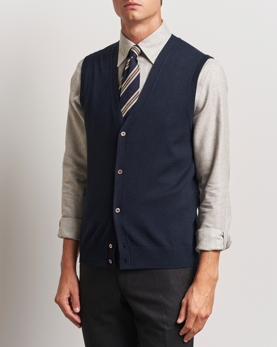 Mies |  | Morris | Merino Slipover Vest Navy