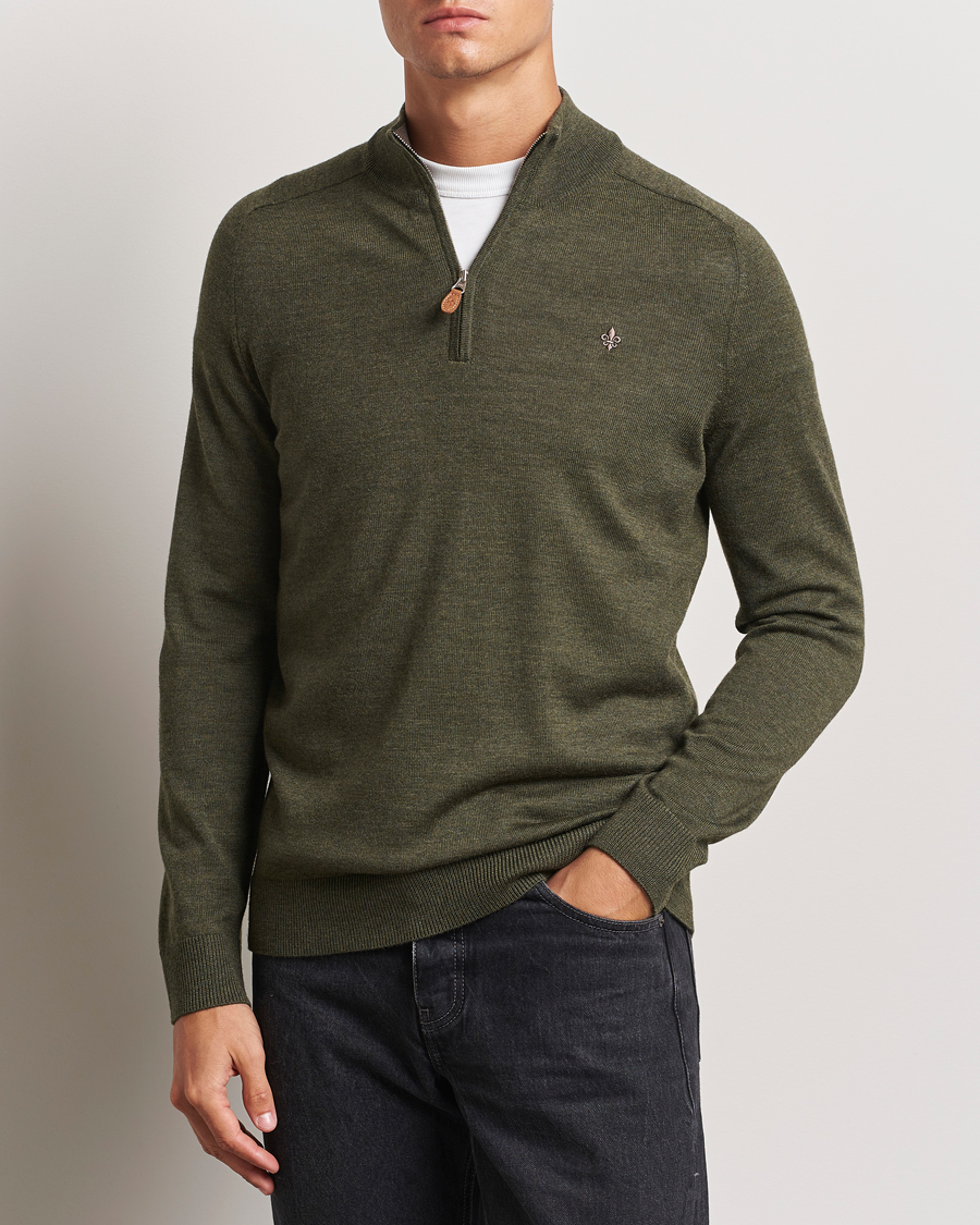 Mies |  | Morris | John Merino Half Zip Olive