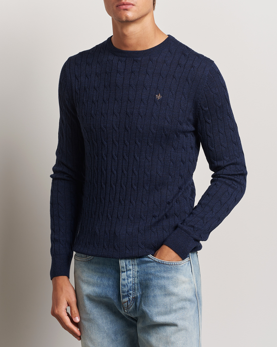 Mies |  | Morris | Merino Cable O-Neck Blue