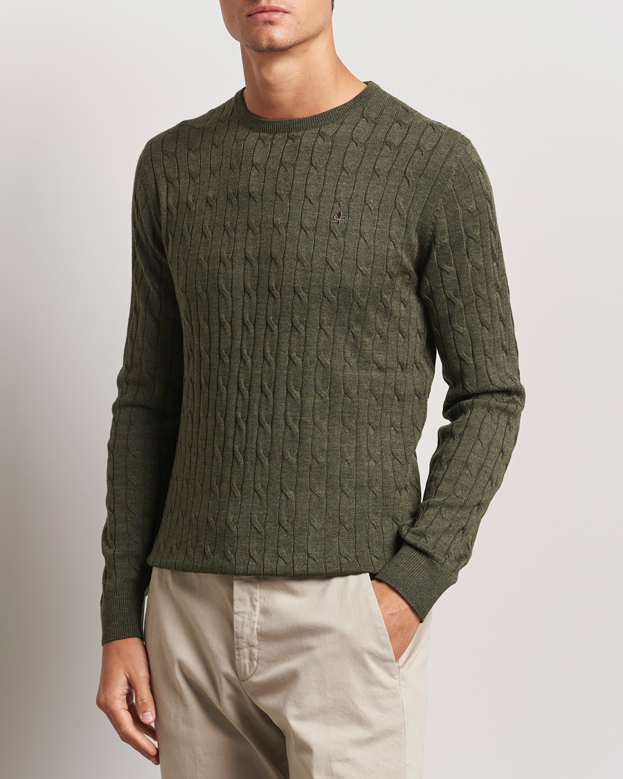 Mies |  | Morris | Merino Cable O-Neck Olive