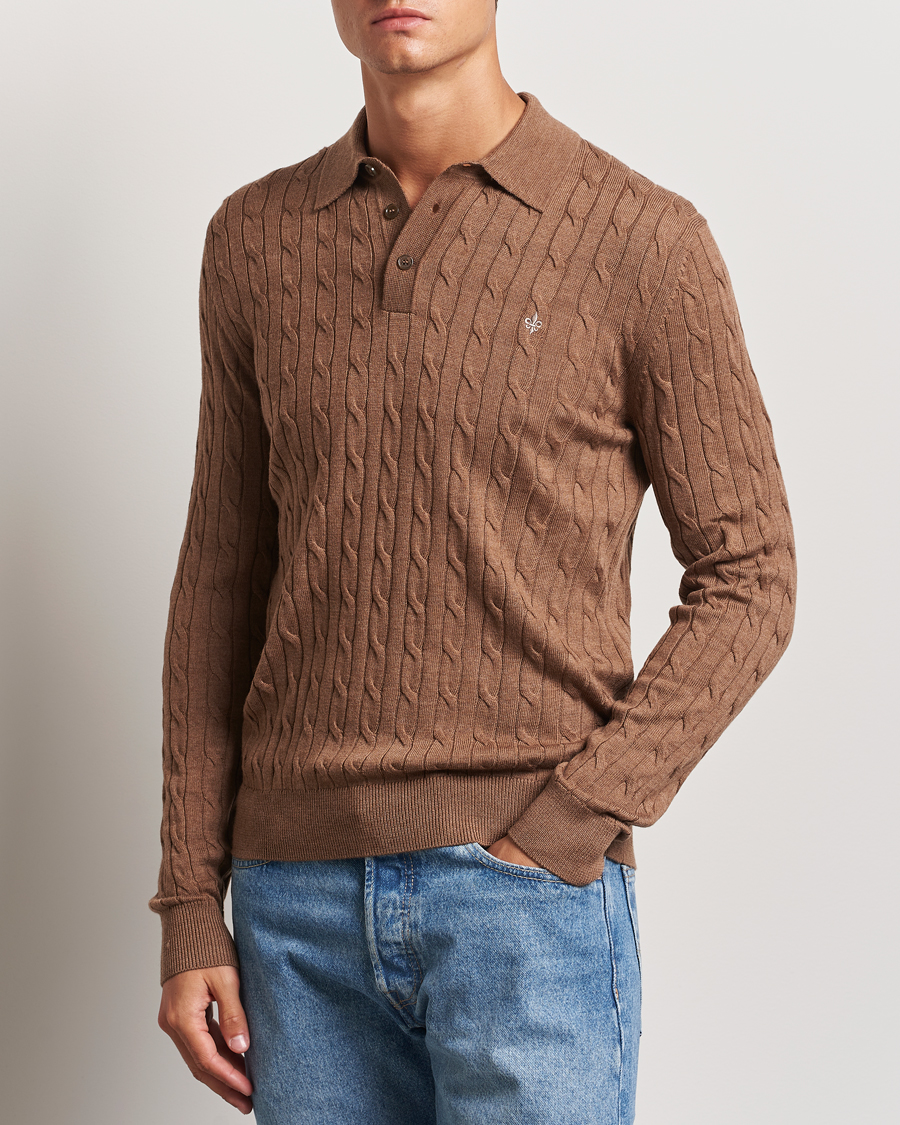 Mies |  | Morris | Merino Cable Polo Knit Camel