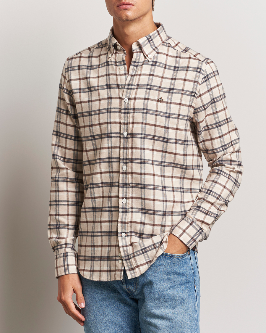 Mies |  | Morris | Soft Check Flannel Shirt Camel