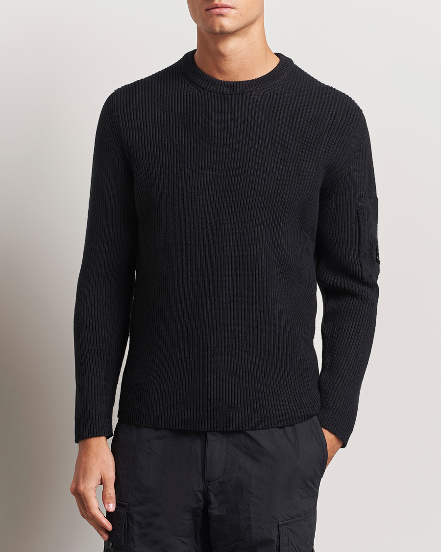 Mies |  | C.P. Company | Full Rib Knitted Cotton Crew Neck Black