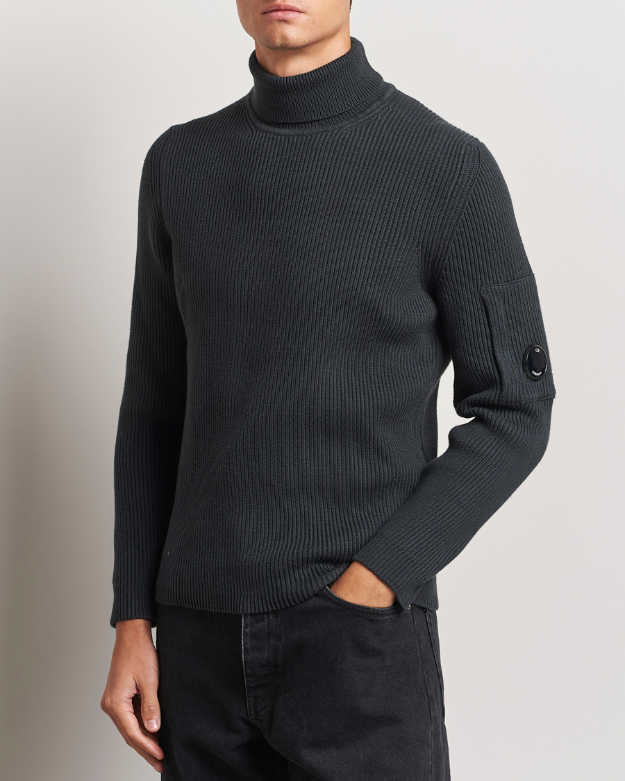 Mies |  | C.P. Company | Full Rib Knitted Cotton Rollneck Grey Black