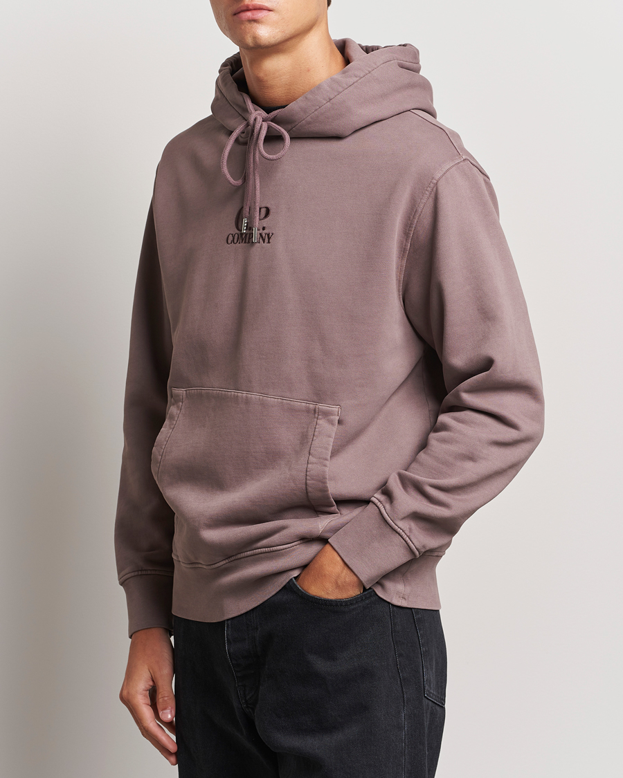 Mies |  | C.P. Company | Brushed Emerized Fleece Hood Sweatshirt Washed Purple