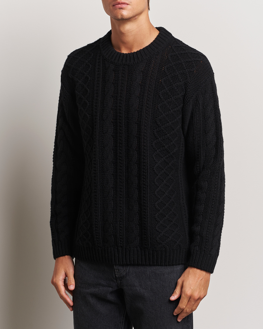 Mies |  | C.P. Company | Heavy Knitted Lambswool Crewneck Black