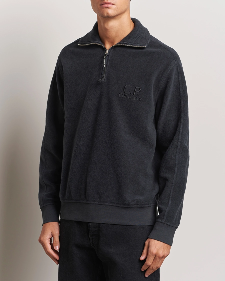 Mies |  | C.P. Company | Brushed Diagonal Fleece Half Zip Grey Black