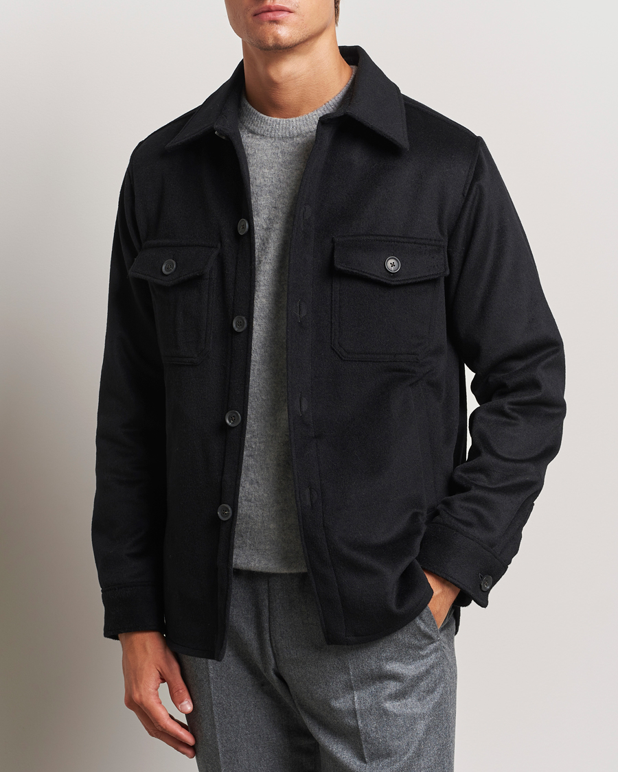 Mies |  | Oscar Jacobson | Maverick Wool/Cashmere Shirt Jacket Black