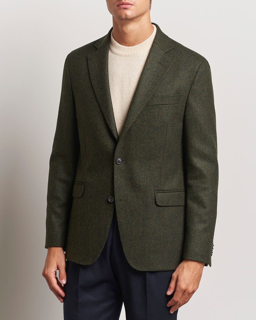 Mies |  | Oscar Jacobson | Fogerty Moon Herringbone Tweed Blazer Green