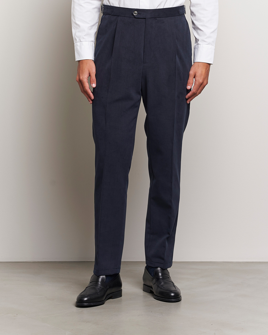 Mies |  | Oscar Jacobson | Delon Brushed Cotton Trousers Navy