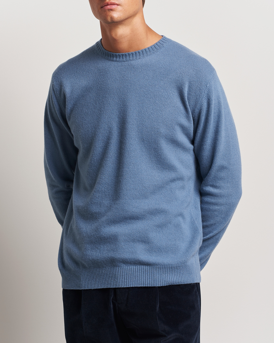 Mies |  | Oscar Jacobson | Valter Wool/Cashmere Round Neck Blue