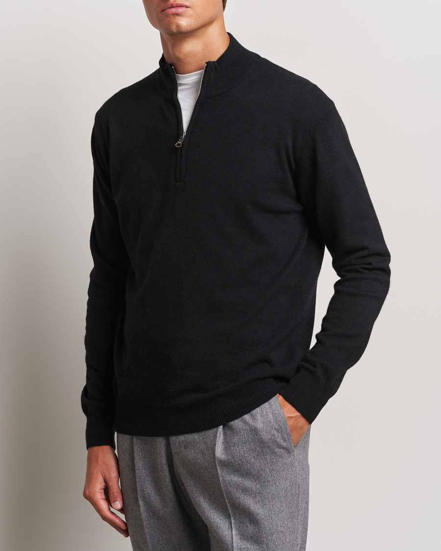 Mies |  | Oscar Jacobson | Patton Wool/Cashmere Half Zip Black
