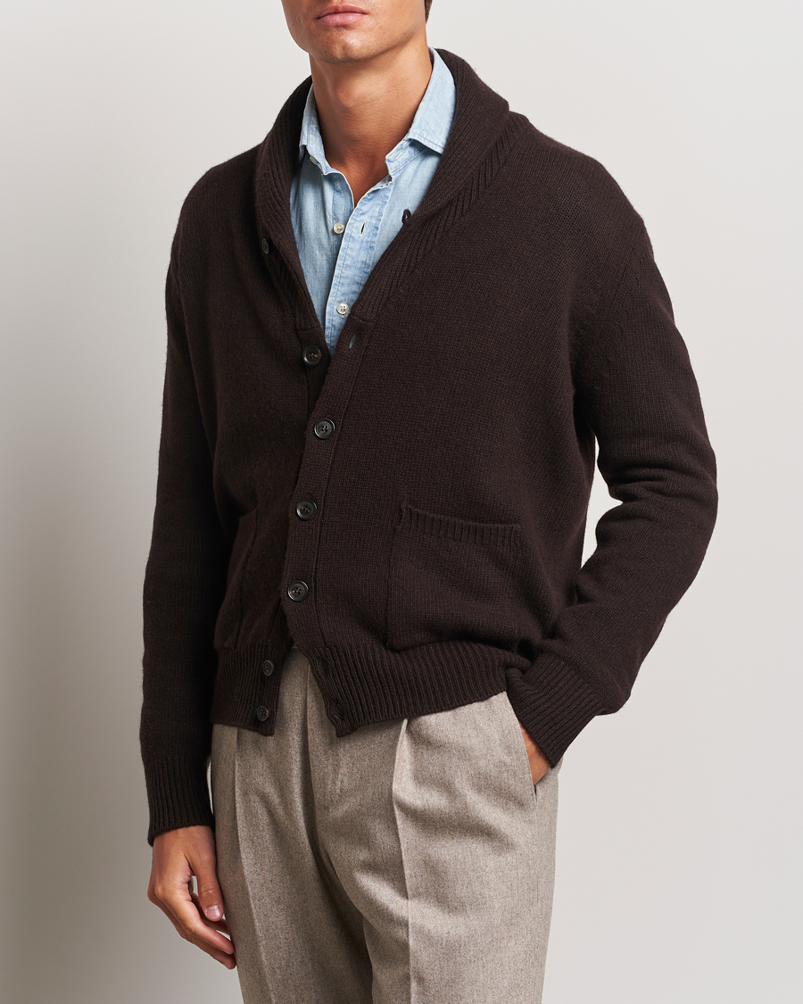 Mies |  | Oscar Jacobson | Aspen Heavy Knitted Cardigan Brown