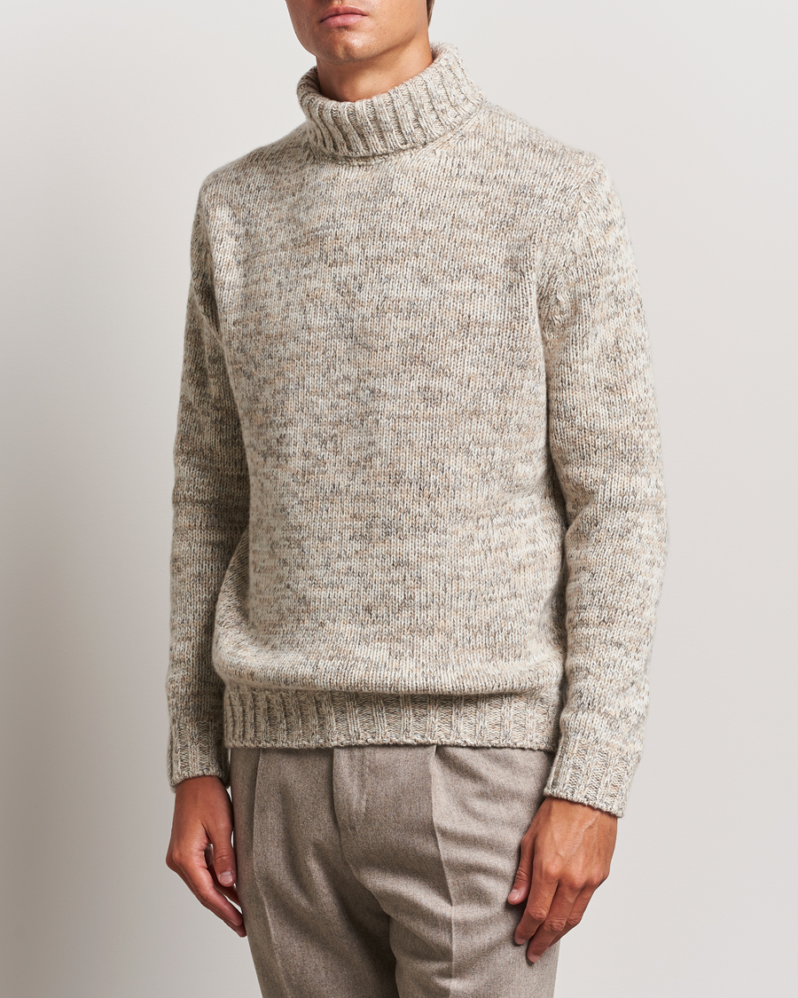 Mies | Poolot | Oscar Jacobson | Mika Heavy Knitted Merino Rollneck Beige