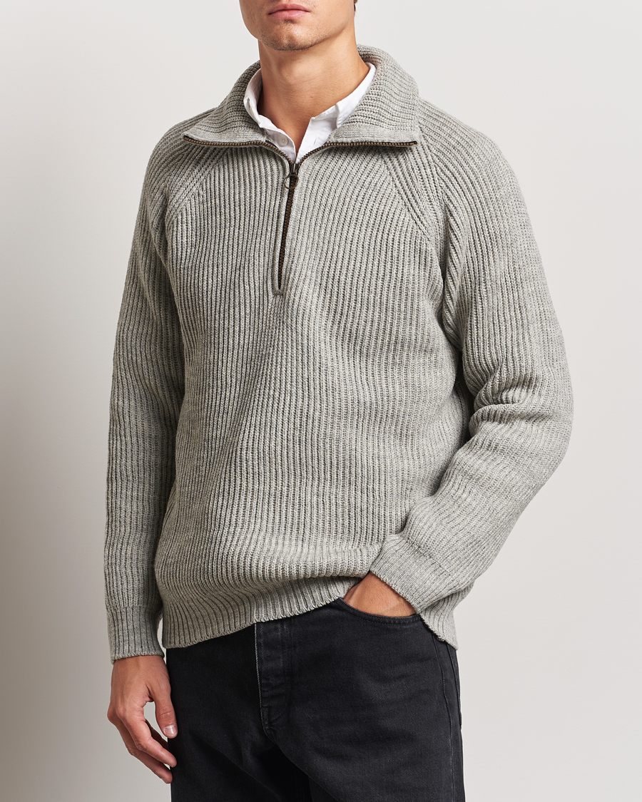 Mies |  | Peregrine | Ford Knitted Wool Half Zip Light Grey