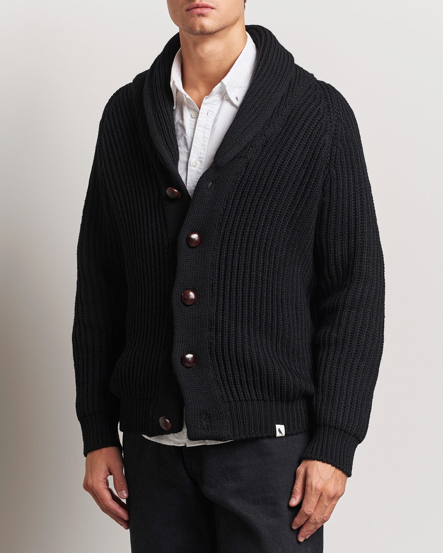 Mies |  | Peregrine | Wilkinson Ribbed Wool Cardigan Black