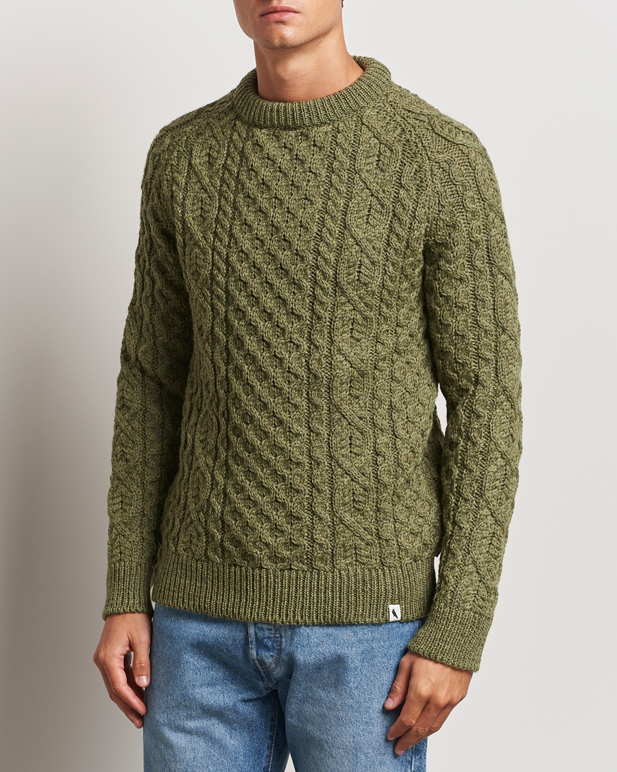 Mies |  | Peregrine | Hudson Wool Aran Knitted Jumper Apple