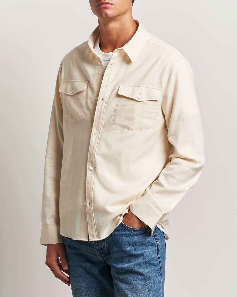 Mies | Flanellipaidat | FRAME | Double Pocket Wool Blend Shirt Off White