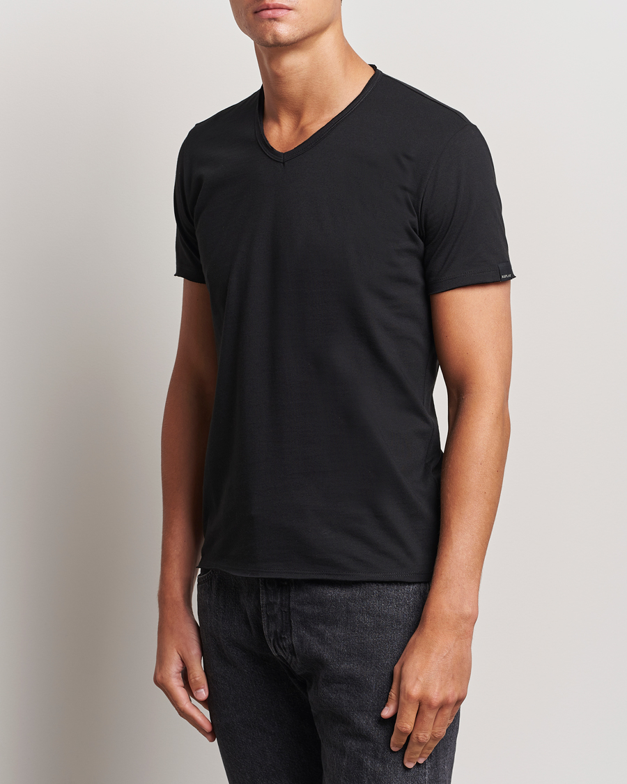 Mies |  | Replay | V-Neck T-Shirt Black