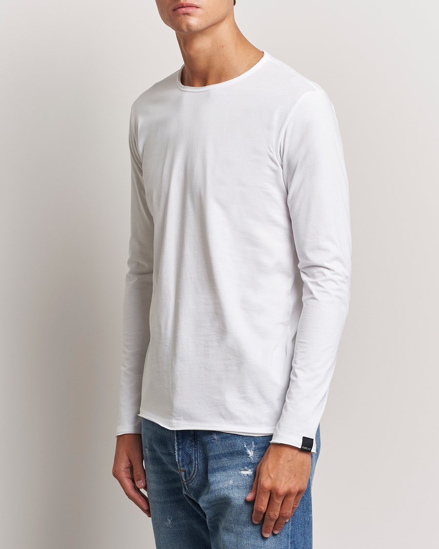 Mies | Pitkähihaiset t-paidat | Replay | Crew Neck Long Sleeve T-Shirt White