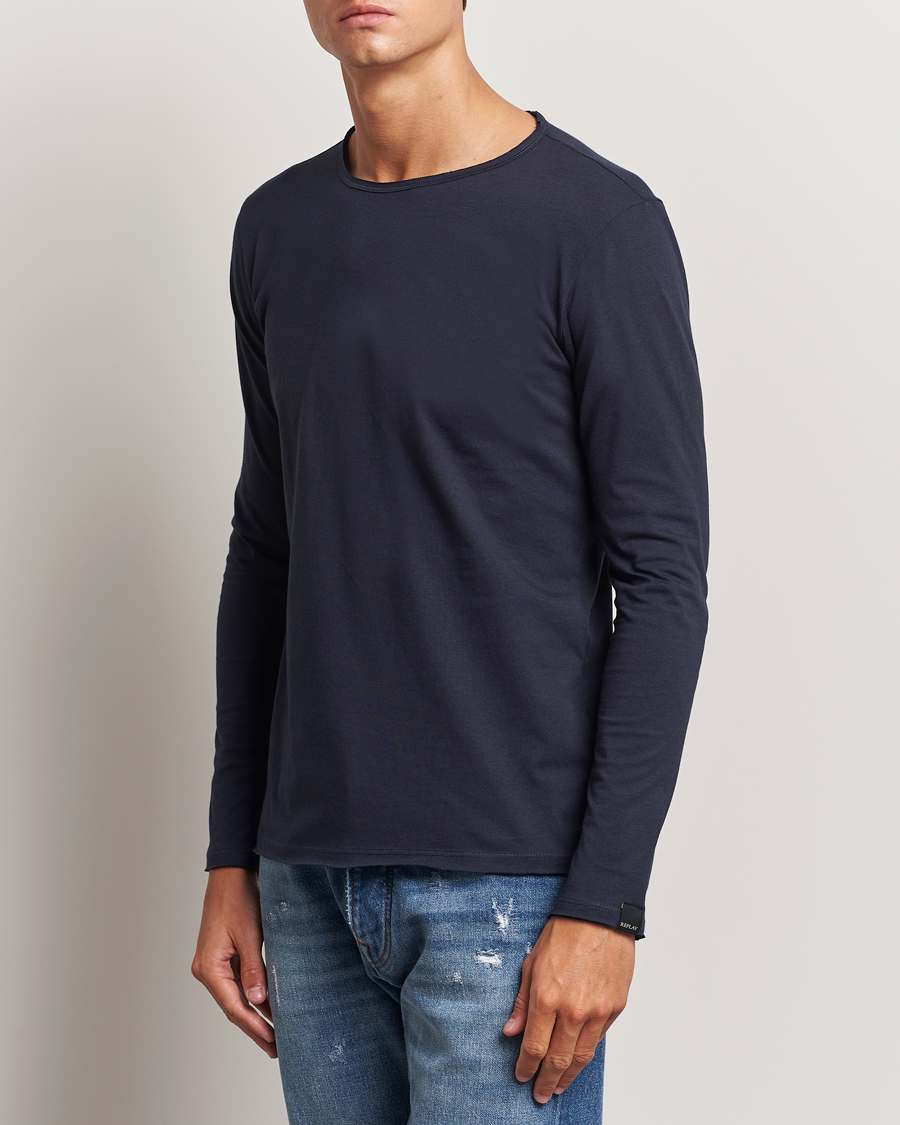 Mies | Pitkähihaiset t-paidat | Replay | Crew Neck Long Sleeve T-Shirt Night Blue