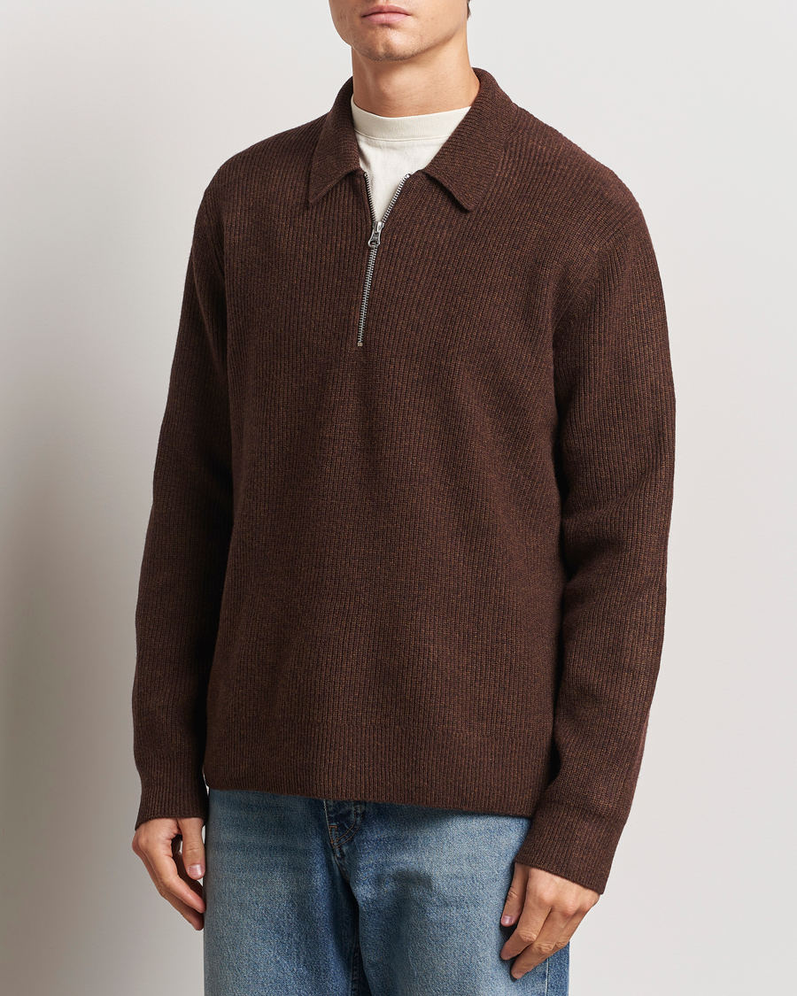 Mies |  | Samsøe Samsøe | Saisaks  Half Zip Polo Chocolate Brown