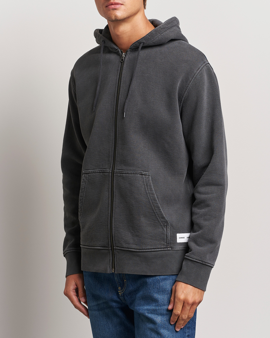 Mies |  | Samsøe Samsøe | Pigment Dyed Full Zip Hoodie Black