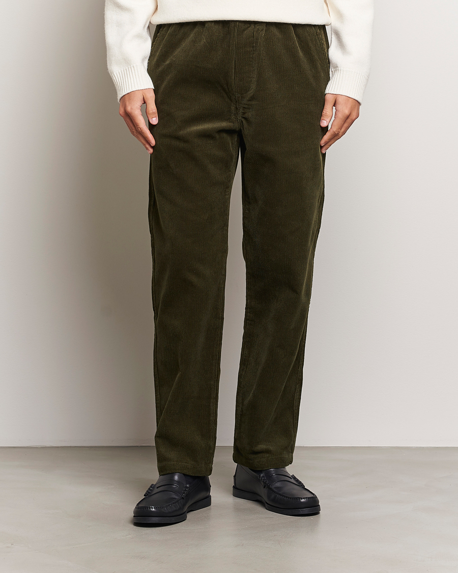 Mies | Vakosamettihousut | Samsøe Samsøe | Jabari Corduroy Drawstring Trousers Forest Night