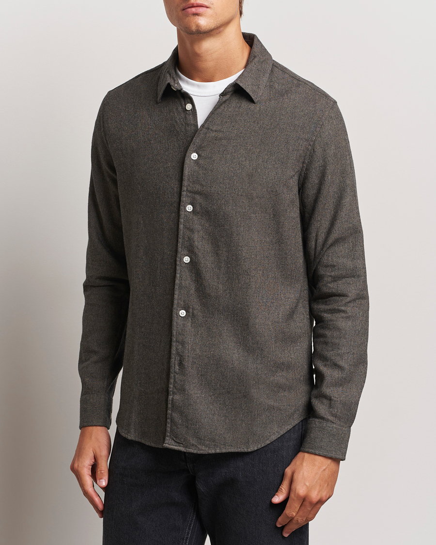 Mies |  | Samsøe Samsøe | Liam Brushed Flannel Shirt Major Brown Melange