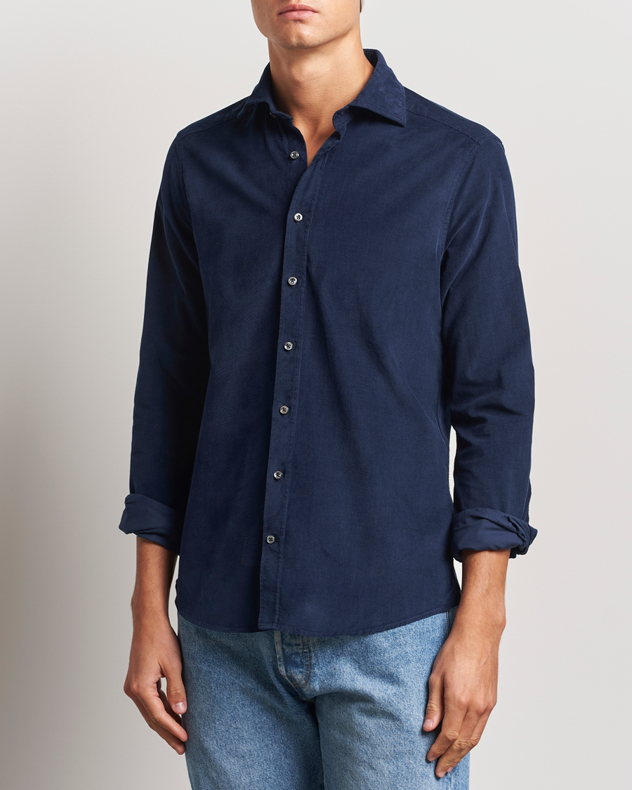 Mies |  | Stenströms | Slimline Cut Away Cord Shirt Blue