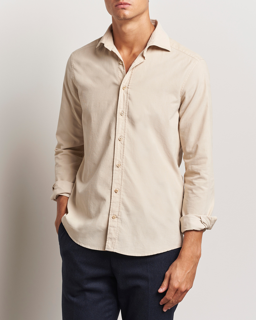 Mies |  | Stenströms | Slimline Cut Away Cord Shirt Beige