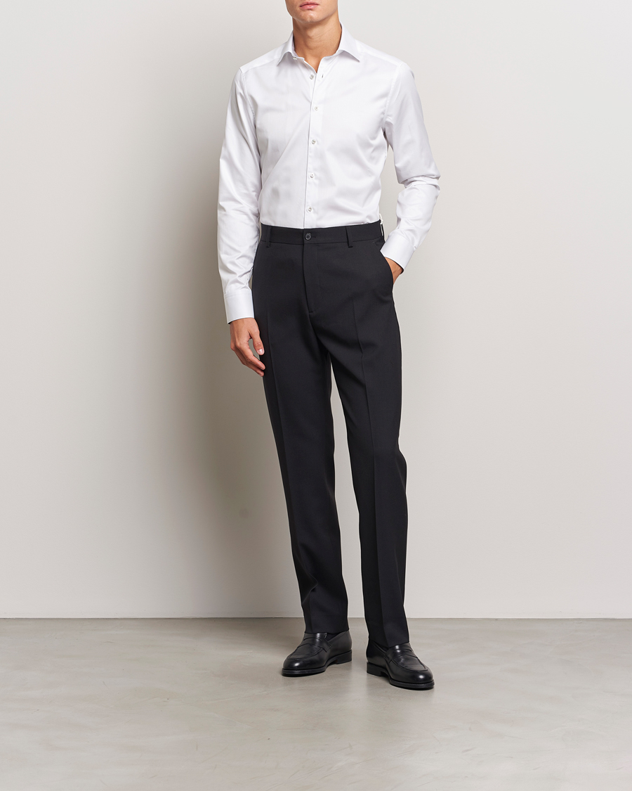 Mies |  | Stenströms | Slimline Contrast Cut Away Shirt White/Grey