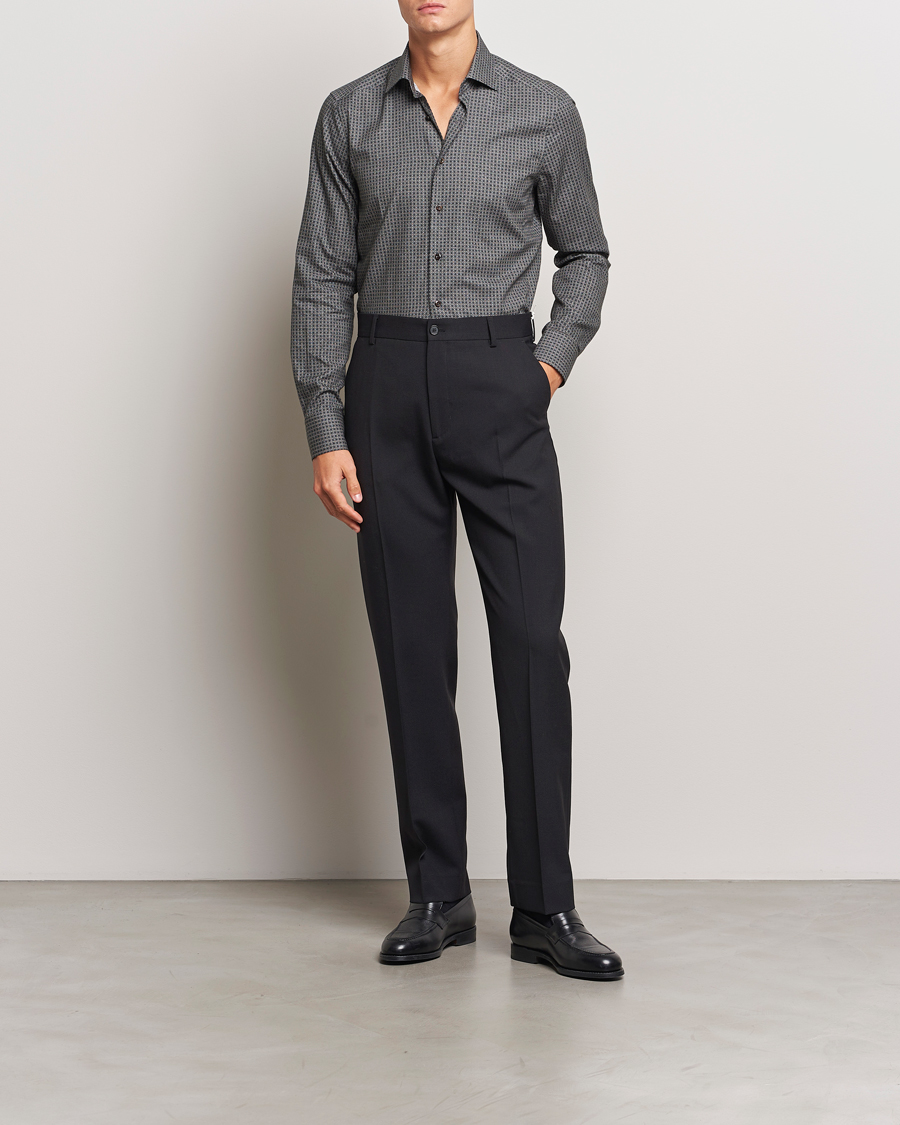 Mies | Viralliset | Stenströms | Slimline Brushed Printed Cut Away Shirt Black