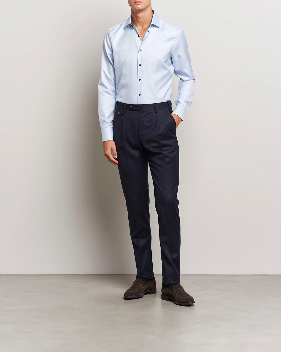 Mies |  | Stenströms | Slimline Superior Twill Contrast Shirt Blue