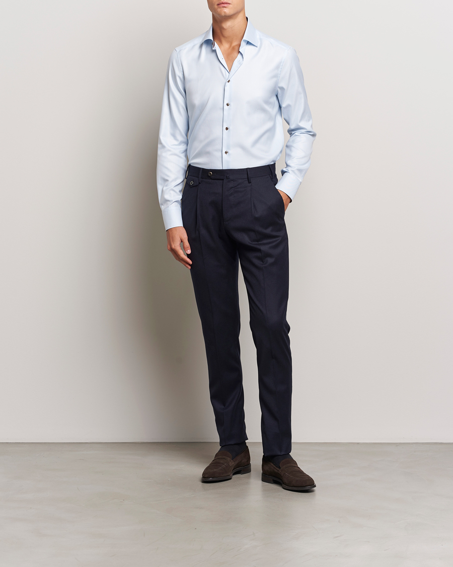 Mies | Tumma puku | Stenströms | Slimline Houndstooth Contrast Shirt Blue