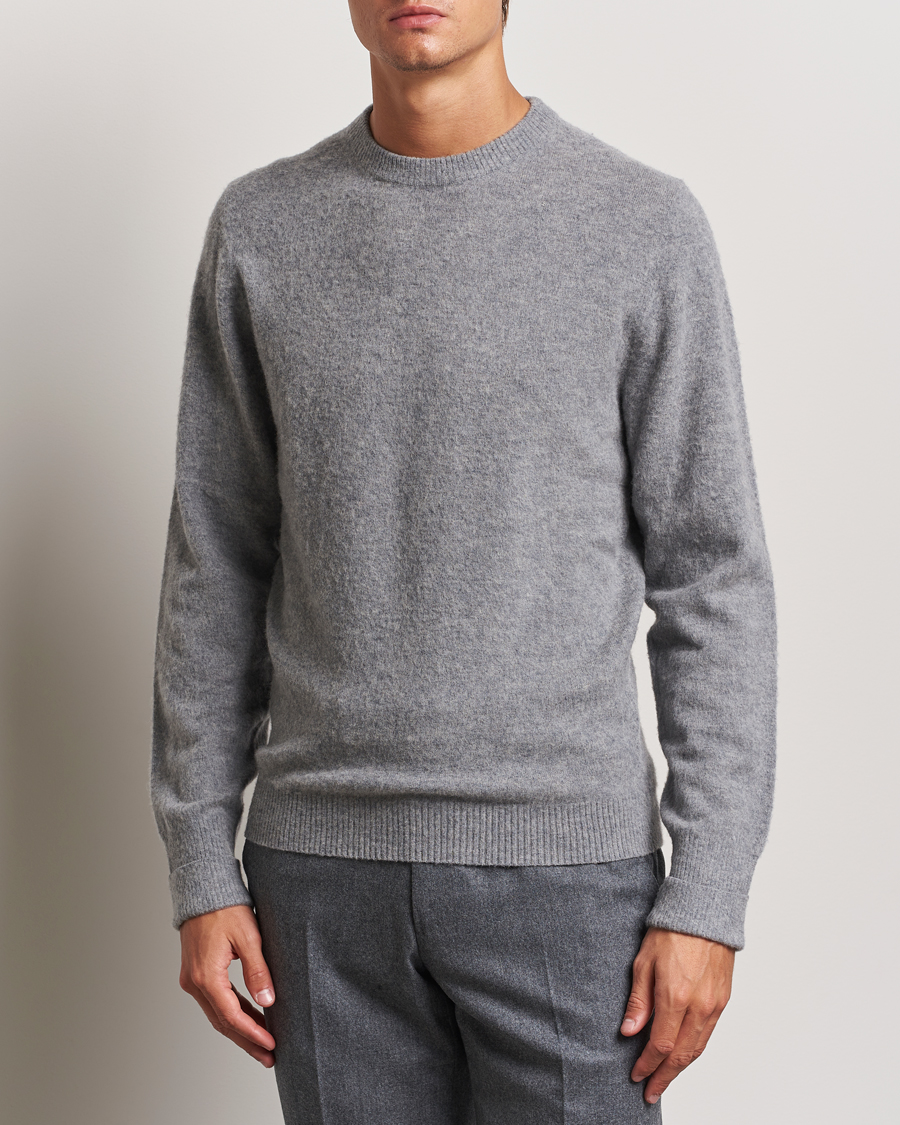 Mies |  | Stenströms | Brushed Merino Crew Neck Grey