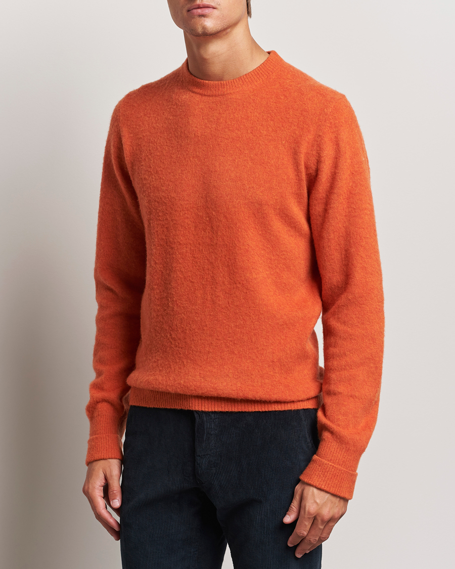 Mies | Business & Beyond - Formal | Stenströms | Brushed Merino Crew Neck Orange