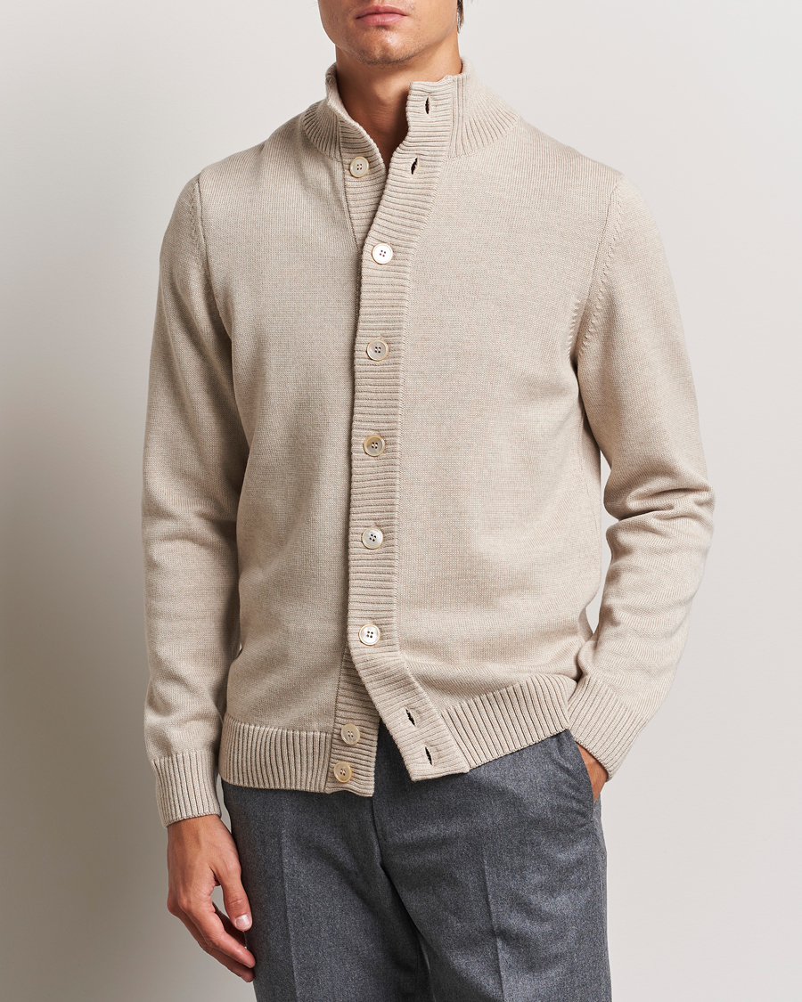 Mies | Business & Beyond - Formal | Stenströms | Chunky Knitted Merino Cardigan Beige