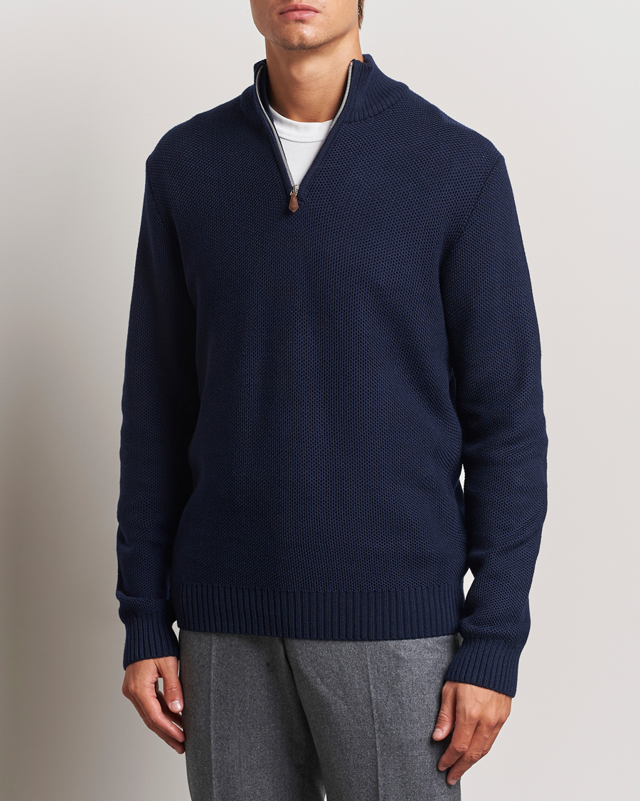 Mies |  | Stenströms | Chunky Merino Knitted Half Zip Navy