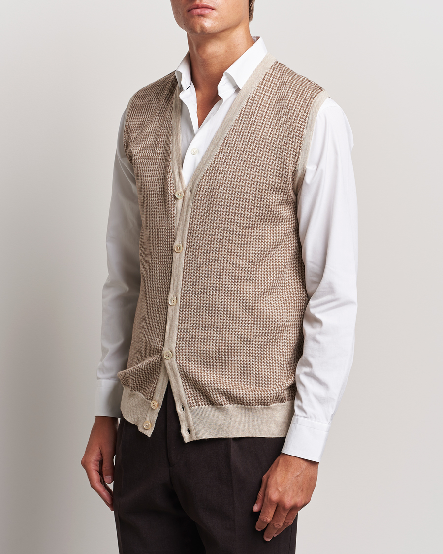 Mies |  | Stenströms | Pepita Merino Wool Vest Brown