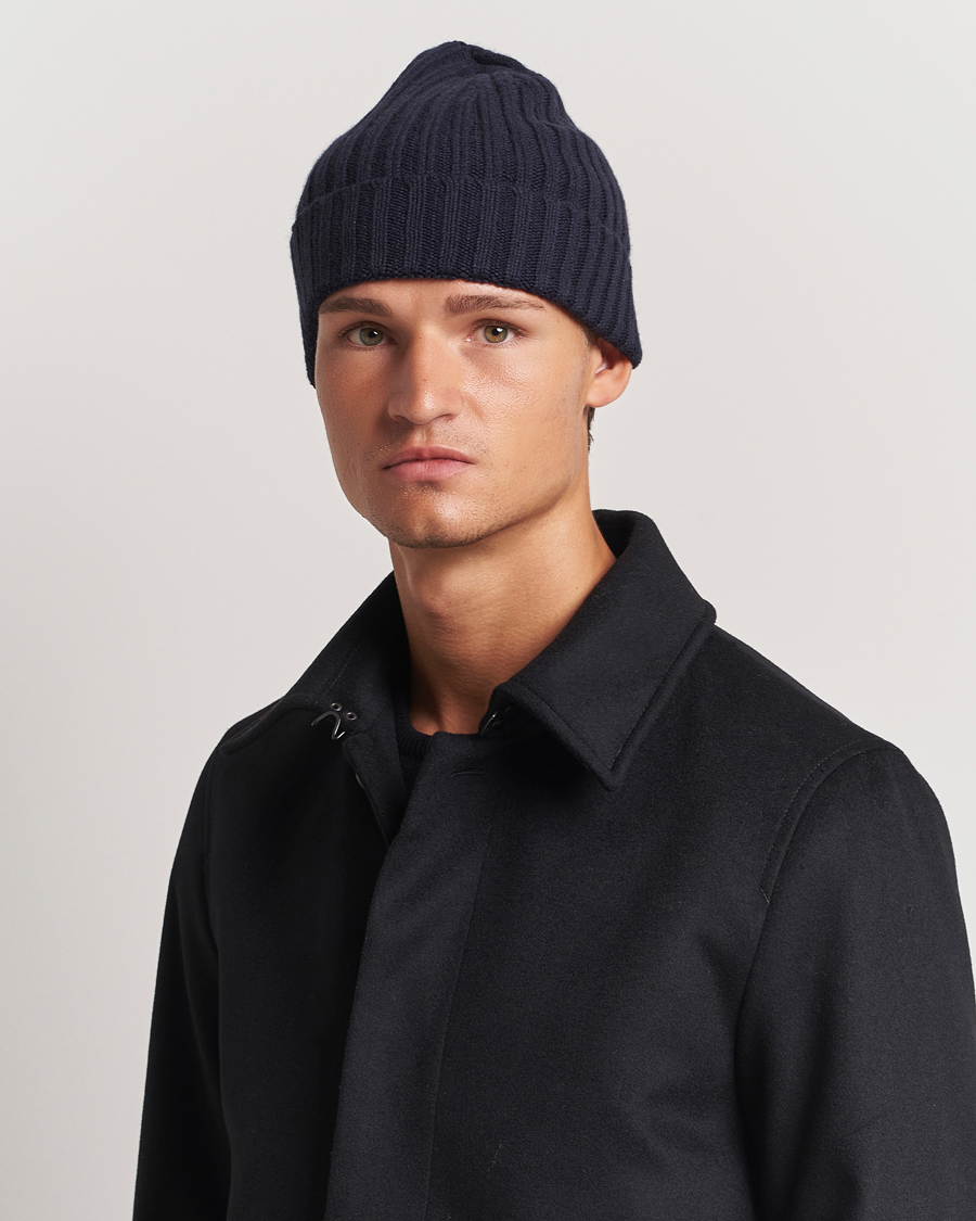 Mies |  | Stenströms | Ribbed Cotton/Cashmere Hat Navy